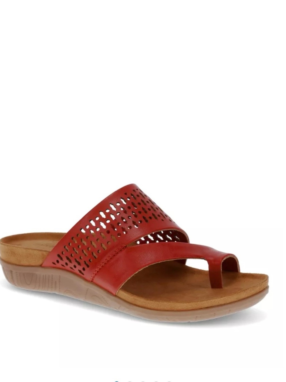 BareTraps Red Perforated Toe-Loop Slide Sandal